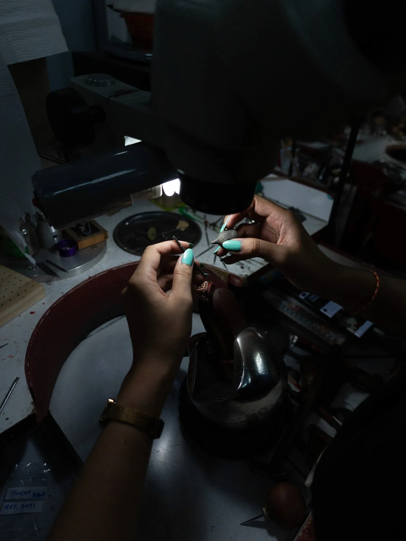 Hand finishing a piece